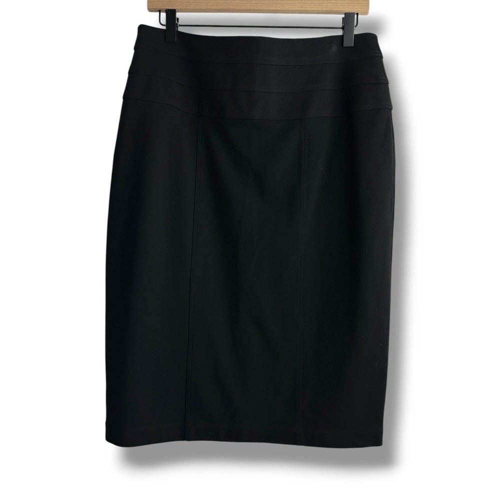 Cabi Pencil Skirt Women 12 Black Tiered Waist Zip Back Vent Career 205